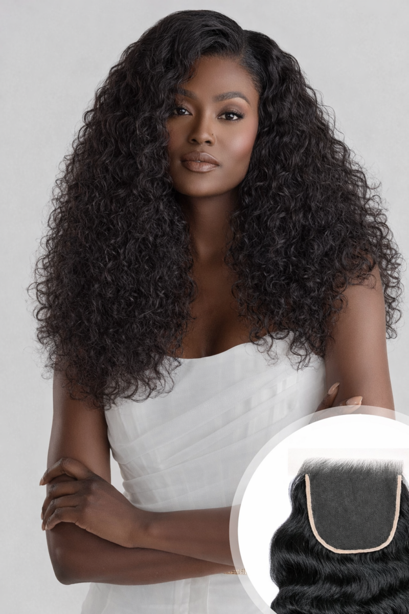 Closure bouclée Cheveux cambodgiens Lotus Curly