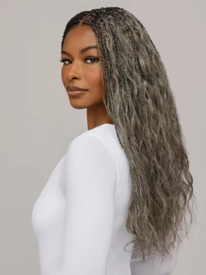 Mèches Gray Wavy Braiding Hair – L’Éclat du Gris Naturel Sophistiqué 100% Remy Hair