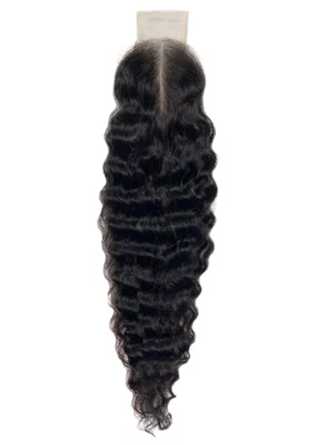 Closure curly naturel 2X6, Dentelle suisse, Noeuds blanchis, 20"