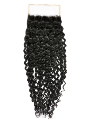 Closure Spiral Curl 5X7, Dentelle suisse, Noeuds blanchis, 16"