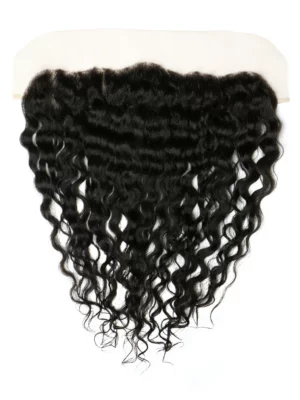 Frontale Curly naturel, Dentelle suisse, Noeuds blanchis, 16"