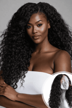 Perruque à closure, cheveux vierges indiens, 18", cheveux curly