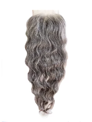 Closure Pure indétectable HD 5X5, nuance Gris 16″ 100% Indian Raw Hair
