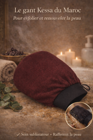 Gant de gommage Kessa – Rituel Traditionnel du Hammam pour une Peau Douce et Éclatante
