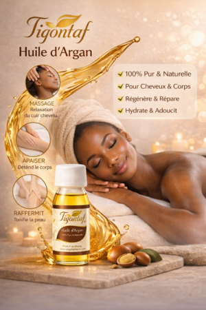 Huile d'argan - 100% pure et biologique, sérum capillaire - 30 Ml - Or du Maroc