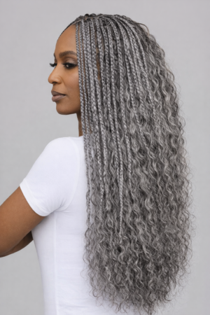 Mèches Gray curly Braiding Hair – L’Éclat du Gris Naturel Sophistiqué 100% Remy Hair